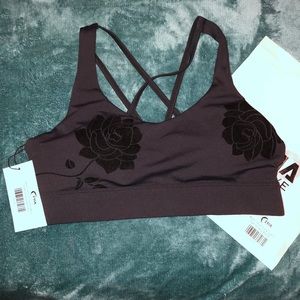 Black Velvet Floral Bra